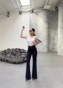 230 Gr Poly Viscose Full Lycra İspanyol Paça Pantolon resmi